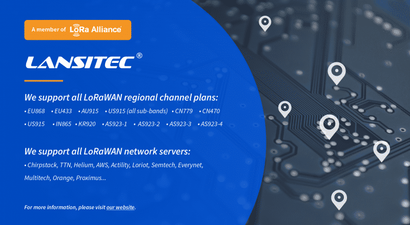 LoRa bands and Network Server Supported.